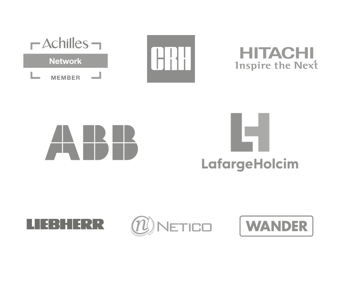 Client logos: ABB, LafargeHolcim, Wander, Netico, CRH, Achilles, Hitachi